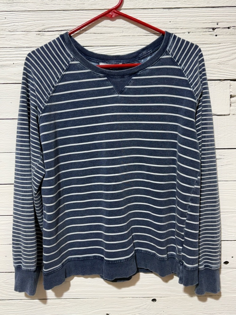 Jane and Delancey Navy and White Striped Crewneck